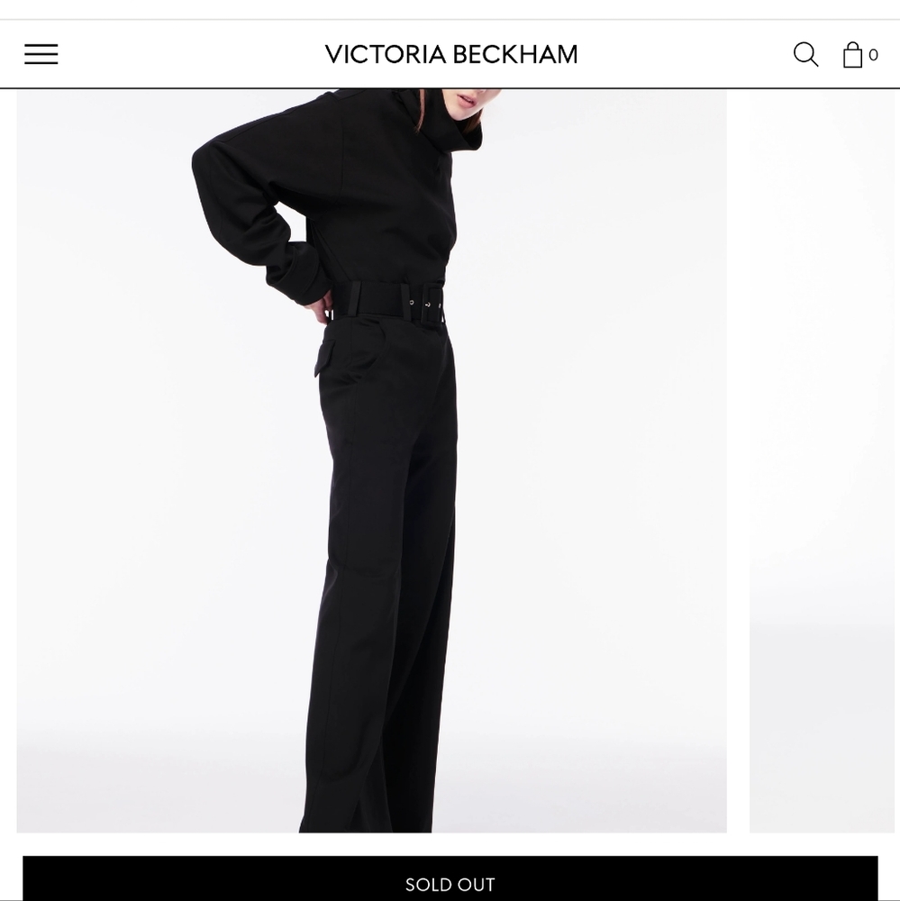 NEW WITH TAGS VVB Victoria Beckham Belted Wide Leg Trouser Sz L SOLD OUT ONLINE